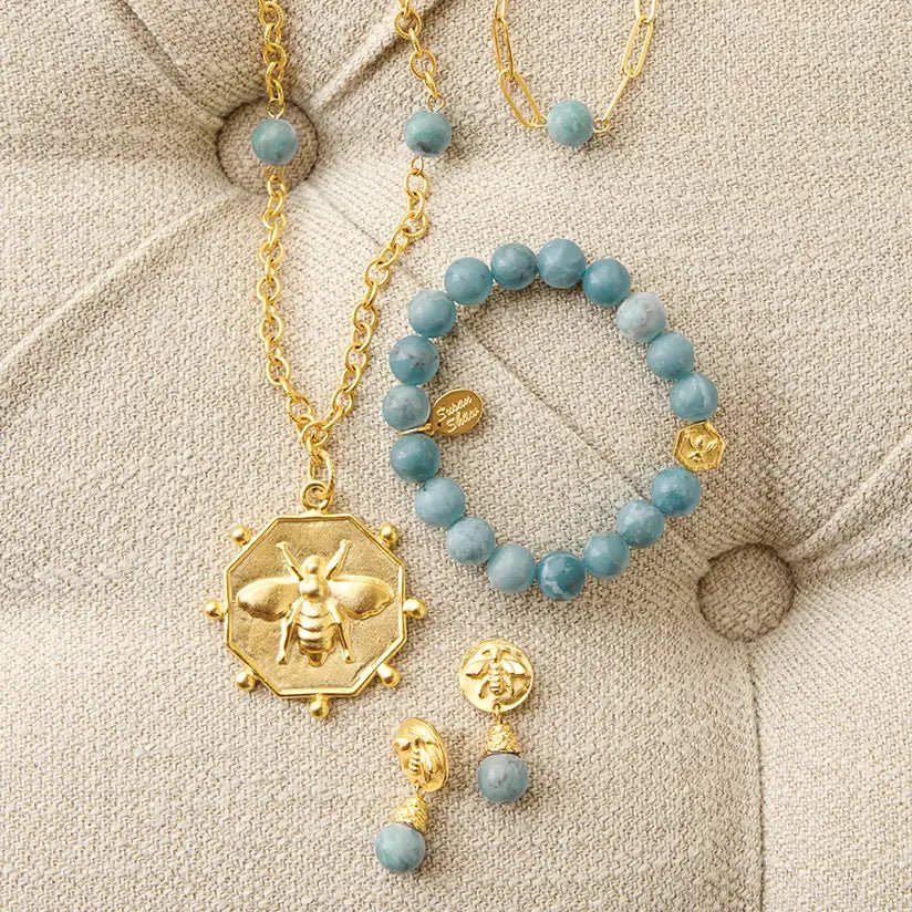 Monticello Jasper & Bee Pendant Necklace - Handmade Boho Jewelry for Women, Nature-Inspired Gemstone Necklace for Spiritual Healing & Positive Energy | Perfect for Meditation, Yoga & Everyday Wear