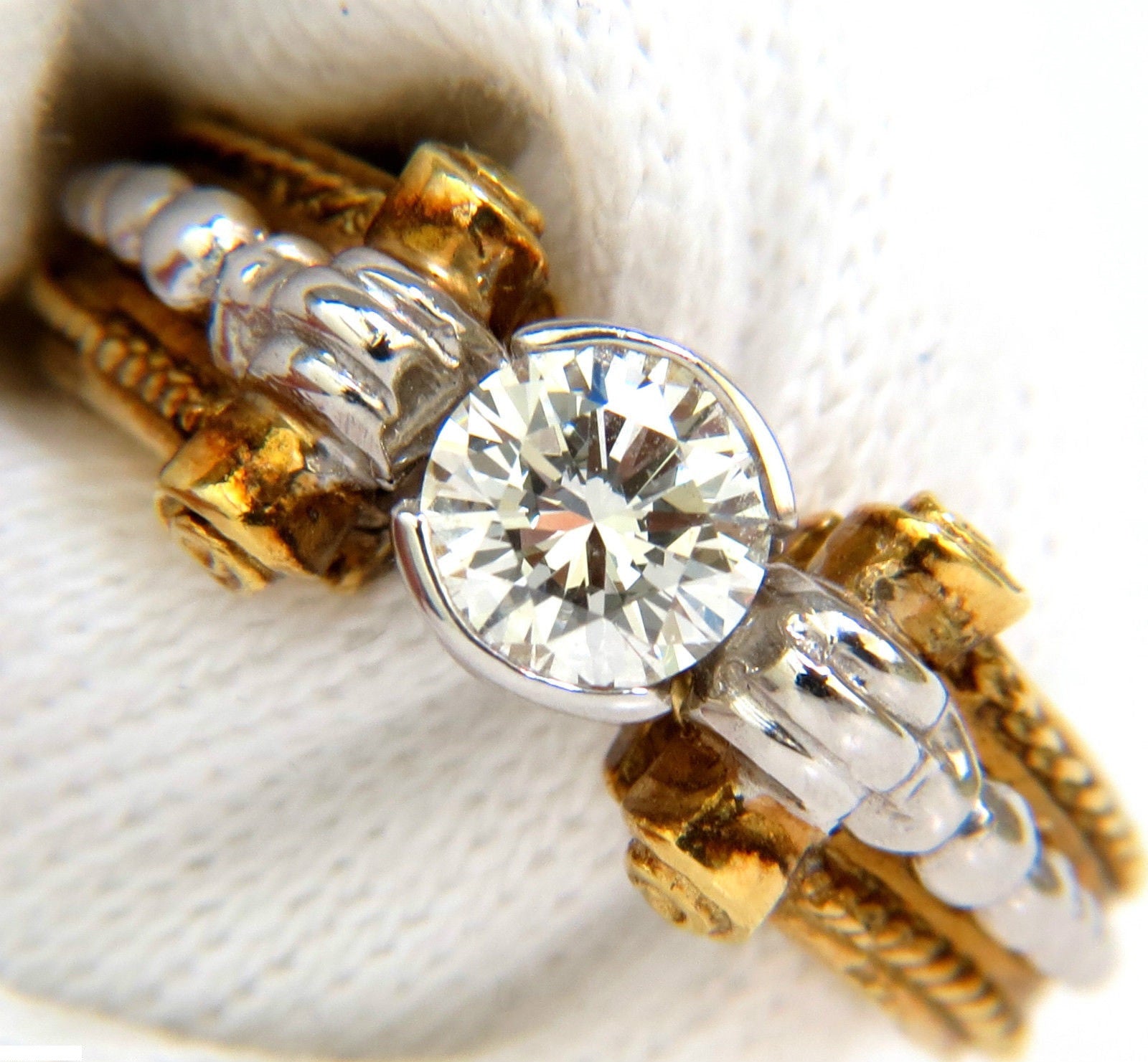 18KT .73CT Round Brilliant Diamond Ring with Venetian Prime Deco H/VS - Elegant Engagement, Wedding, or Anniversary Jewelry Gift for Women