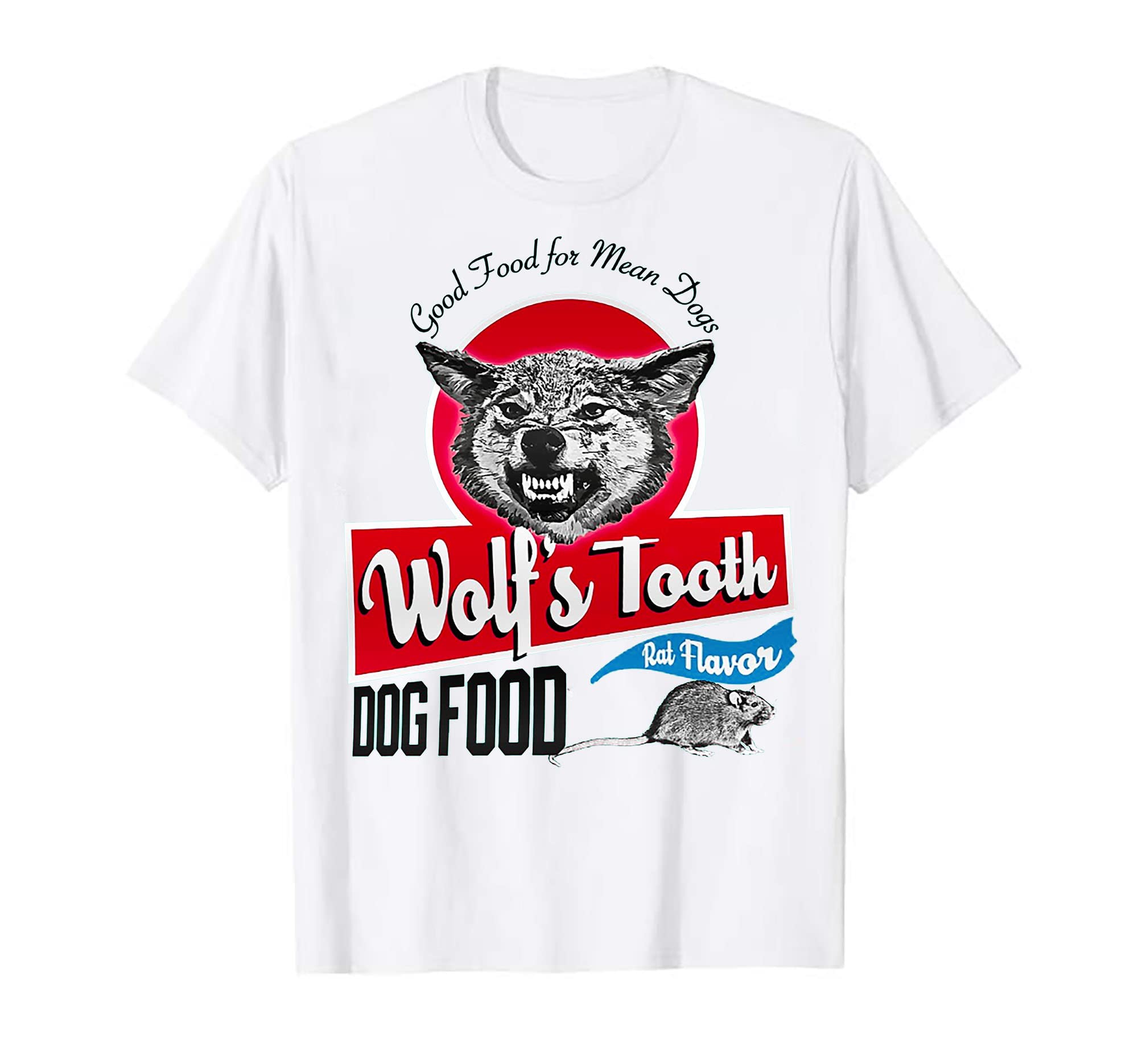 5XL Retro Vintage Tarantino Movie Inspired T-Shirt - Wolf Tooth Dog Food Graphic Tee for Men - Soft Cotton White Shirt - Perfect for Movie Nights, Halloween Costumes & Pop Culture Fans