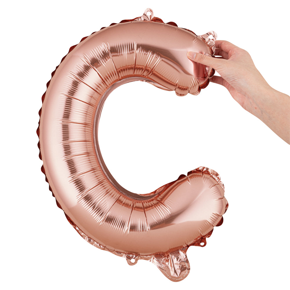 Rose Gold Mylar Letter C Balloon - 16 Inch Large Foil Alphabet Balloon for Birthday Party Decorations, Baby Shower, Wedding & Anniversary Celebrations