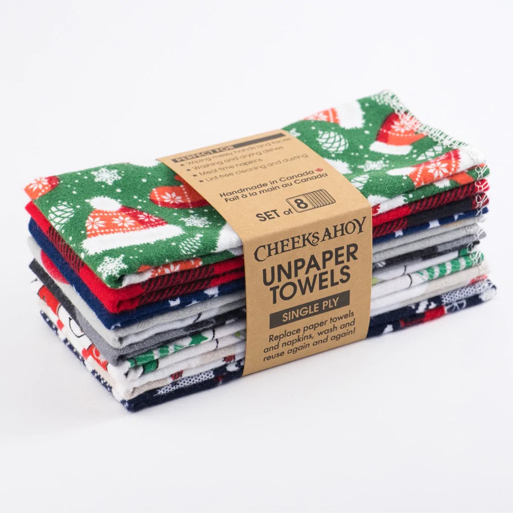 Eco-Friendly Reusable Holiday Unpaper Towels - Cheeks Ahoy | Sustainable Cloth Towels for Christmas, Thanksgiving & Home Decor | Perfect for Kitchen, Dining & Gift Giving