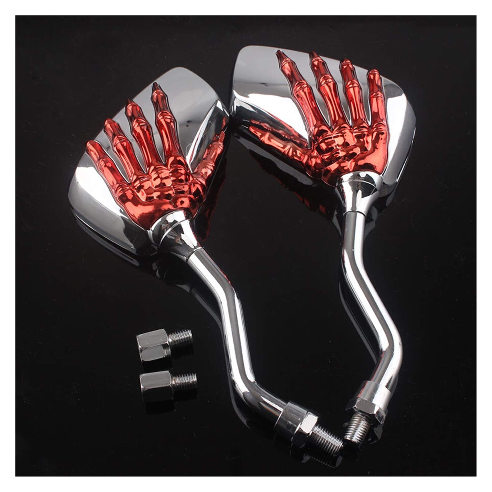Universal Skeleton Skull Motorcycle Mirrors 8MM/10MM - Fit Harley Suzuki for Safe Riding