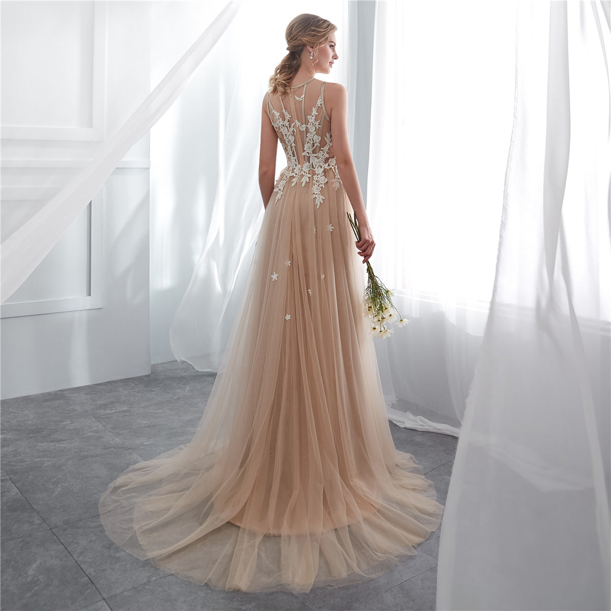 Elegant Applique Tulle Long Prom Dress - A-Line Evening Gown for Formal Parties & Special Occasions | Perfect for Homecoming, Wedding Guest & Black Tie Events