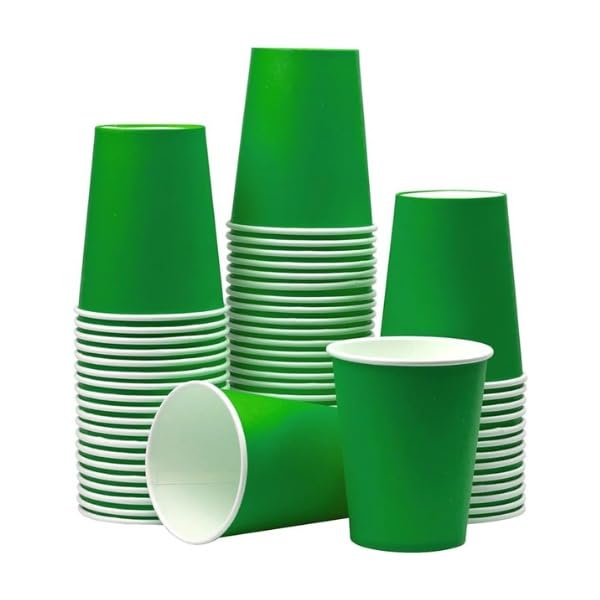 Eco-Friendly Green Disposable Paper Cups for Kids Birthday Party, Wedding, Picnic, BBQ & Travel Events - 20 Pack | Perfect for Outdoor Gatherings & Celebrations