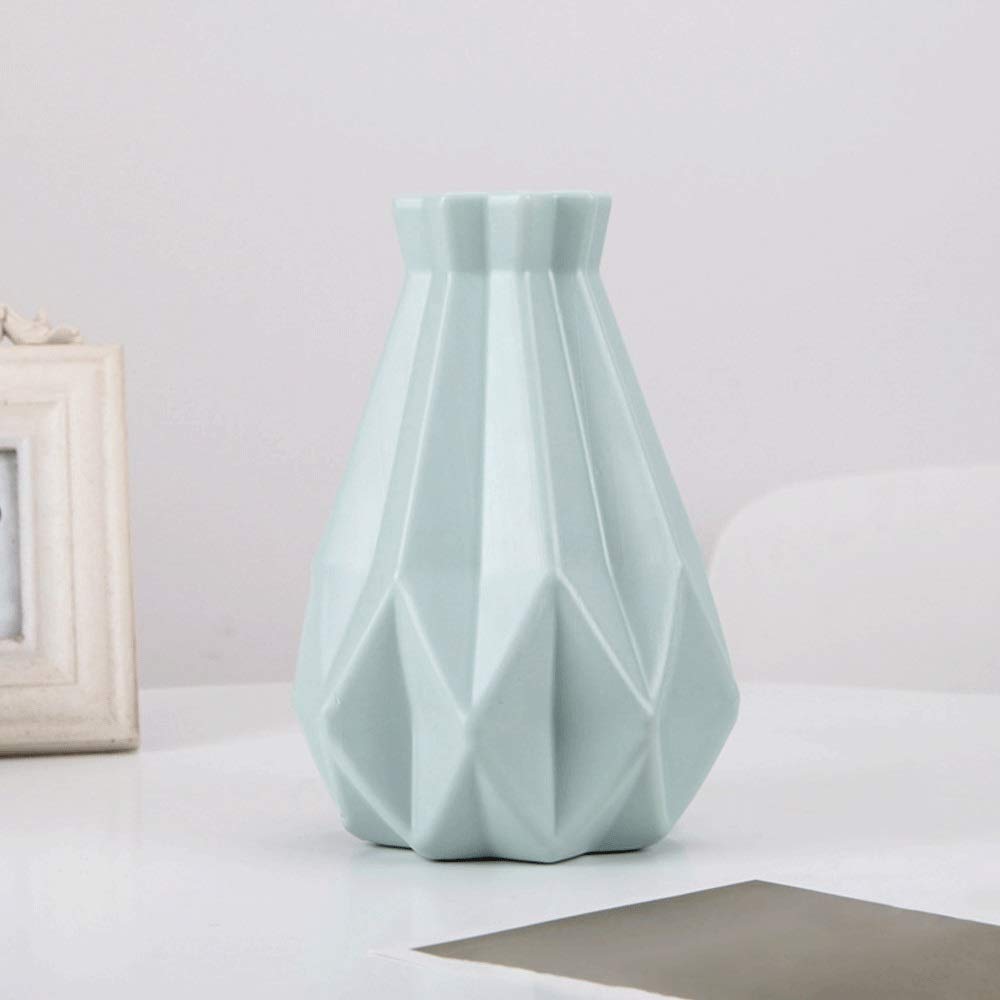 GANFANREN Shatter-Proof Plastic Flower Pot Vase - Modern Decorative Planter for Home, Office, Study Room, Hallway & Wedding Decor - Blue Tabletop Vase - Perfect for Indoor Plants, Succulents, and Floral Arrangements