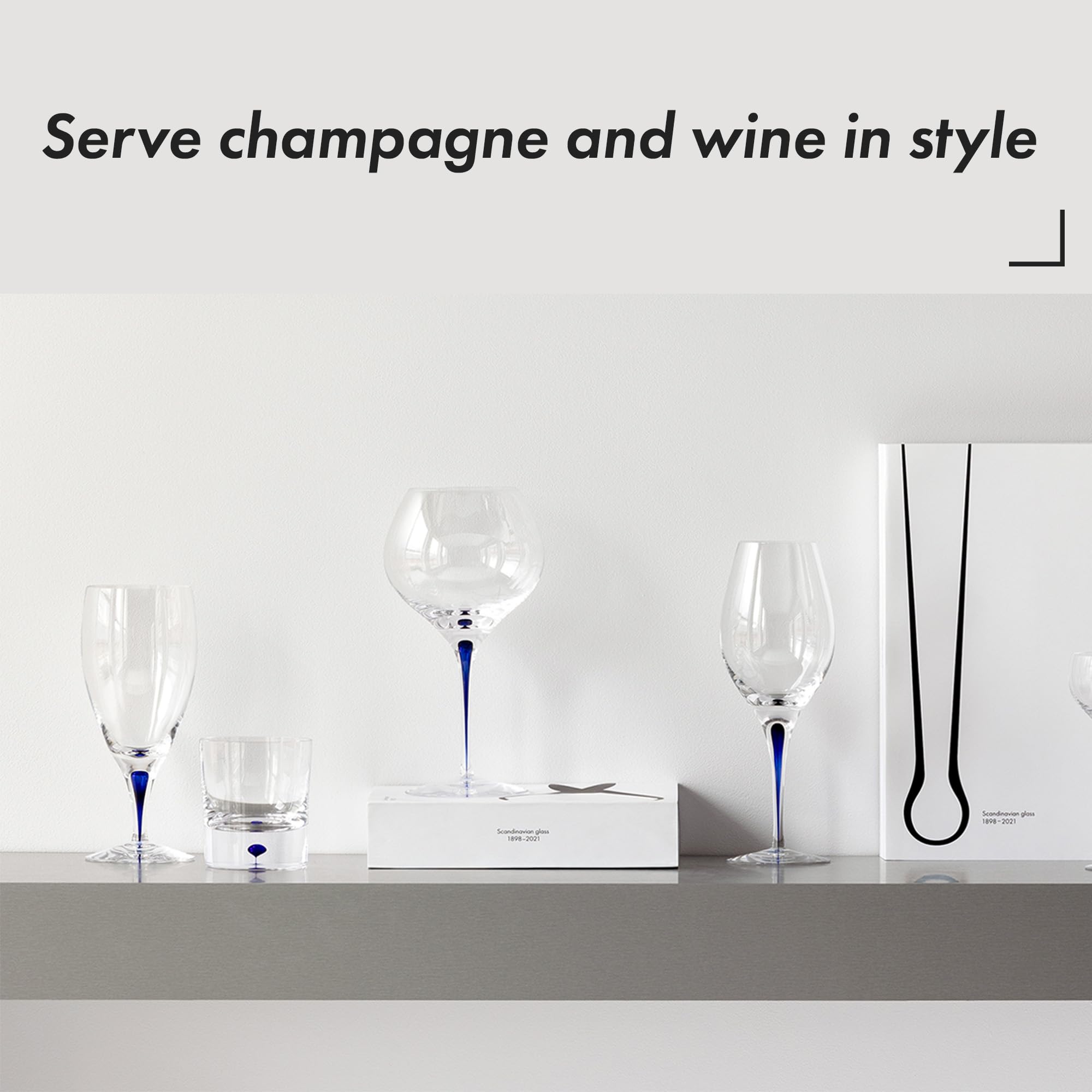 Orrefors Intermezzo 7 Oz. Crystal Champagne Flutes Set of 2 - Blue Drop Stemmed Glassware for Sparkling Wine, Mimosa & Cocktails | Elegant Dining & Party Drinkware | Dishwasher Safe for Easy Cleaning | Perfect for Weddings, Anniversaries & Celebrations