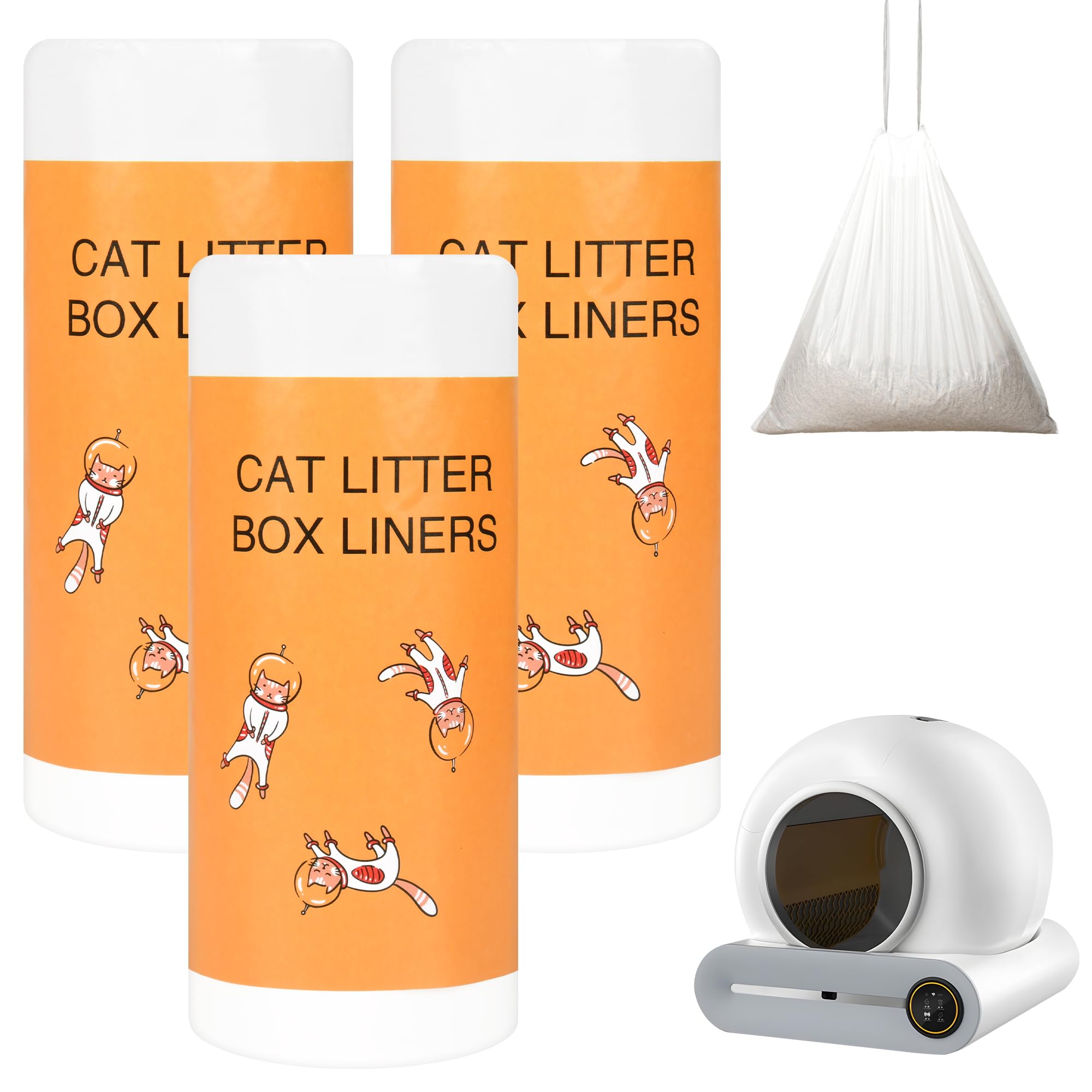 Dxles Heavy Duty Cat Litter Box Liners - 60 Count Self-Cleaning Waste Bags for Automatic Litter Box (20