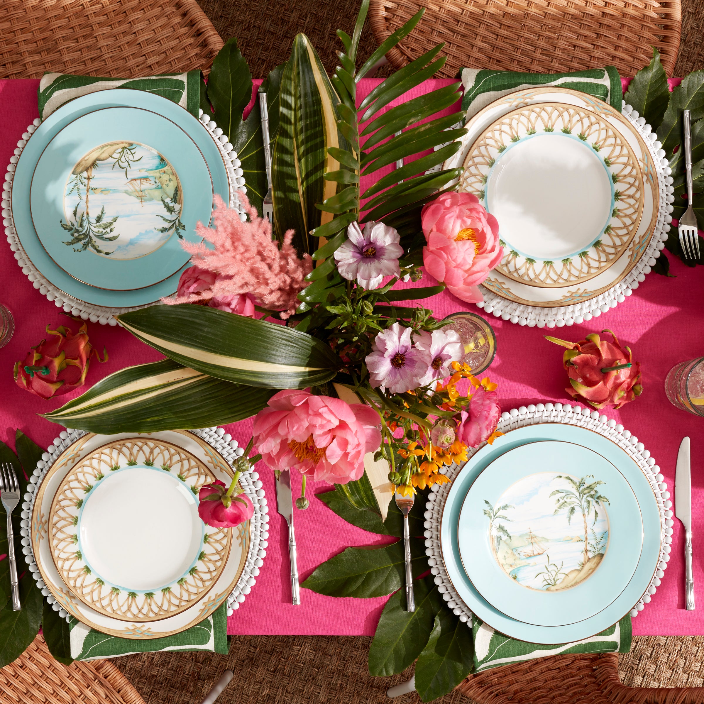 British Colonial Style Bamboo Dinner Plates - 10.5 Inch Round Eco-Friendly Dishes for Dining, Parties & Home Decor