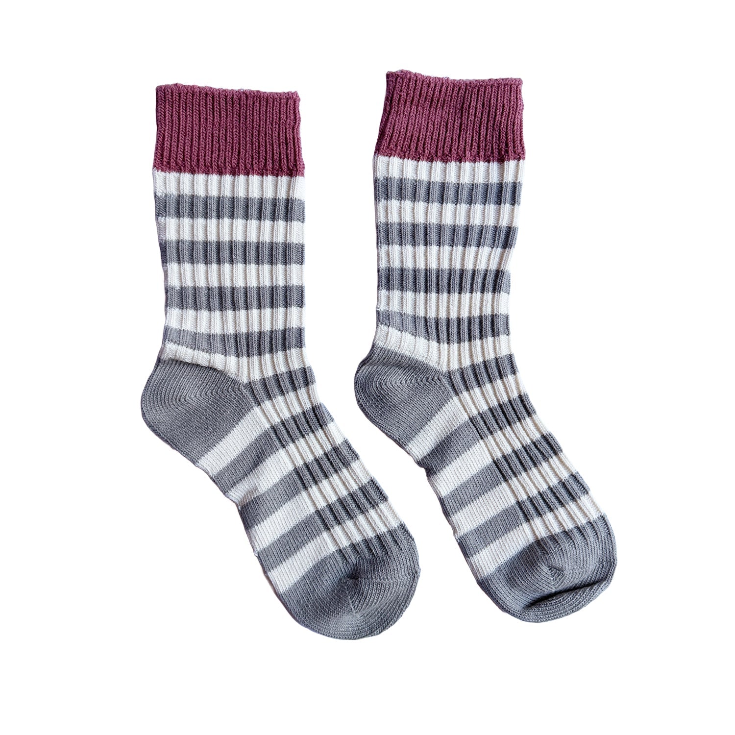 FLOOF Retro Striped Socks for Women - Soft Grey Vintage Style Crew Socks - Perfect for Casual Wear, Lounge & Gift Giving