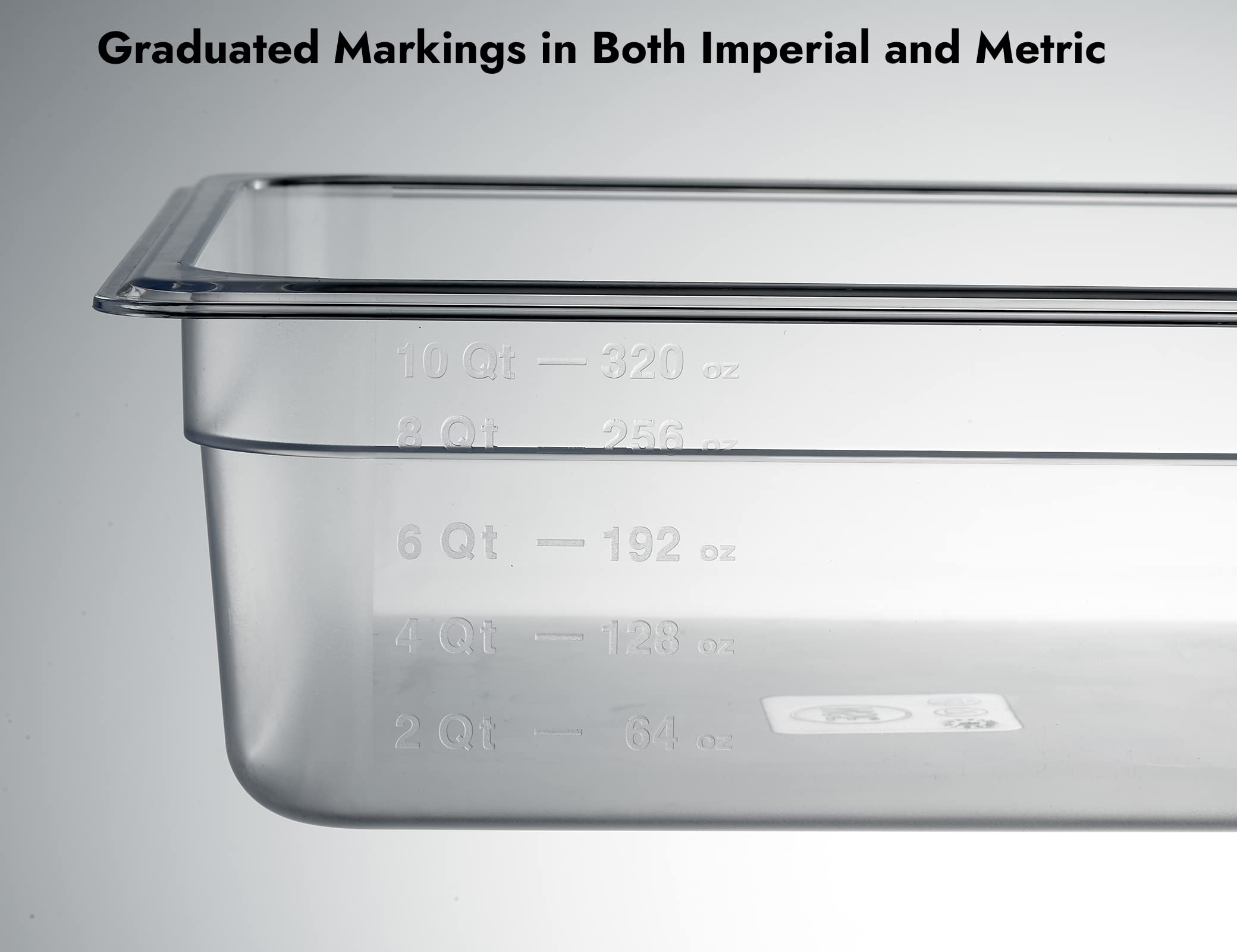 6 Pack NSF Certified Food Pans - 4 Inch Deep Full Size Clear Polycarbonate Plastic Containers - Freezer Safe & Commercial Grade for Restaurant, Catering & Bulk Food Storage