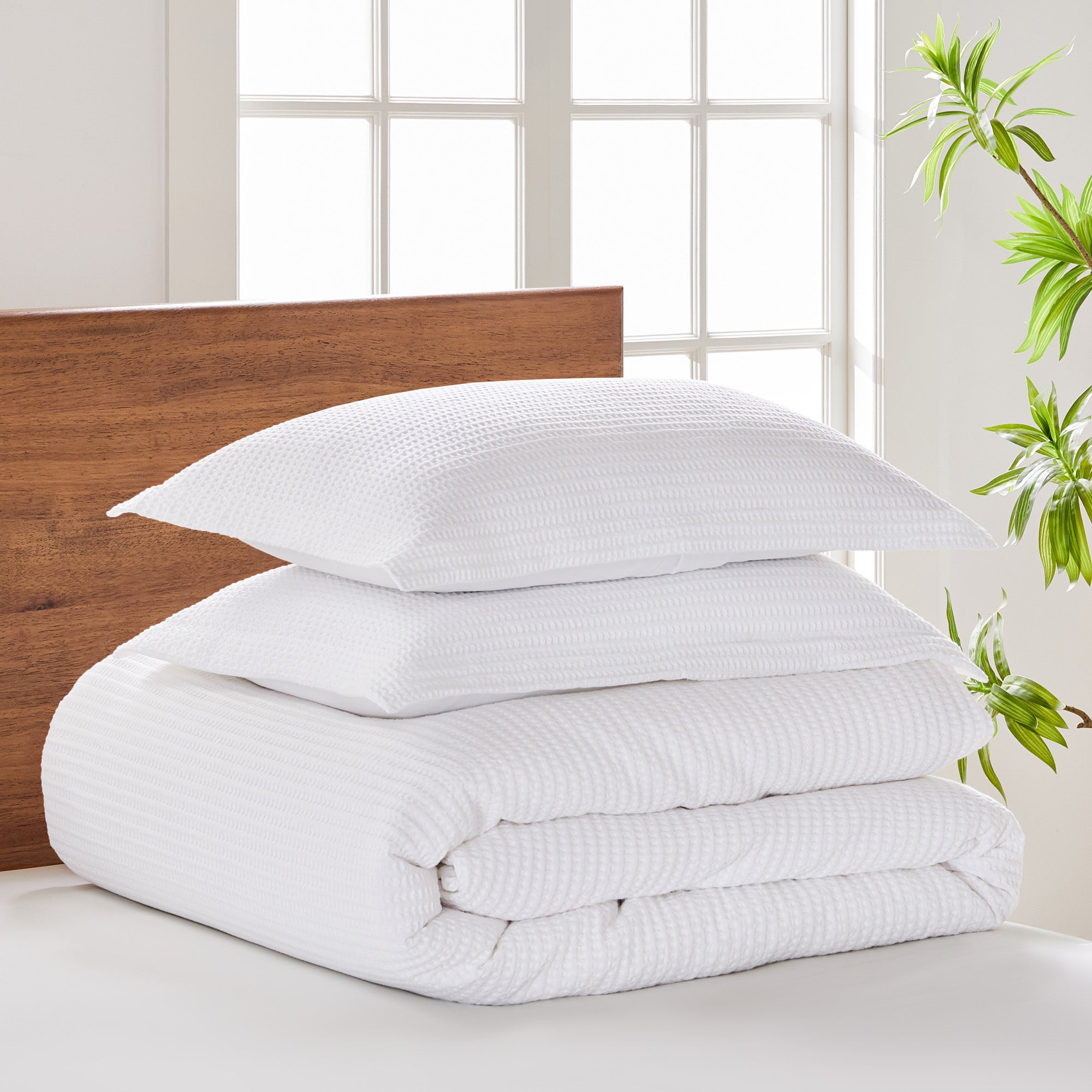 Premium Cloud Waffle Comforter Set - Ultra Soft Breathable Bedding for All Seasons | Cozy Home & Hotel Luxury Bedroom Decor