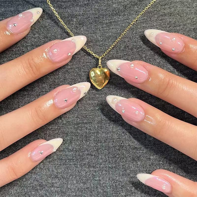6 Packs (144 Pcs) Press on Nails Medium False Nails - Almond & Square Full Cover Stick on Artificial Acrylic Fake Nails with Adhesive Tabs for DIY Manicure & Nail Art | Perfect for Parties, Weddings, Daily Wear & Special Occasions