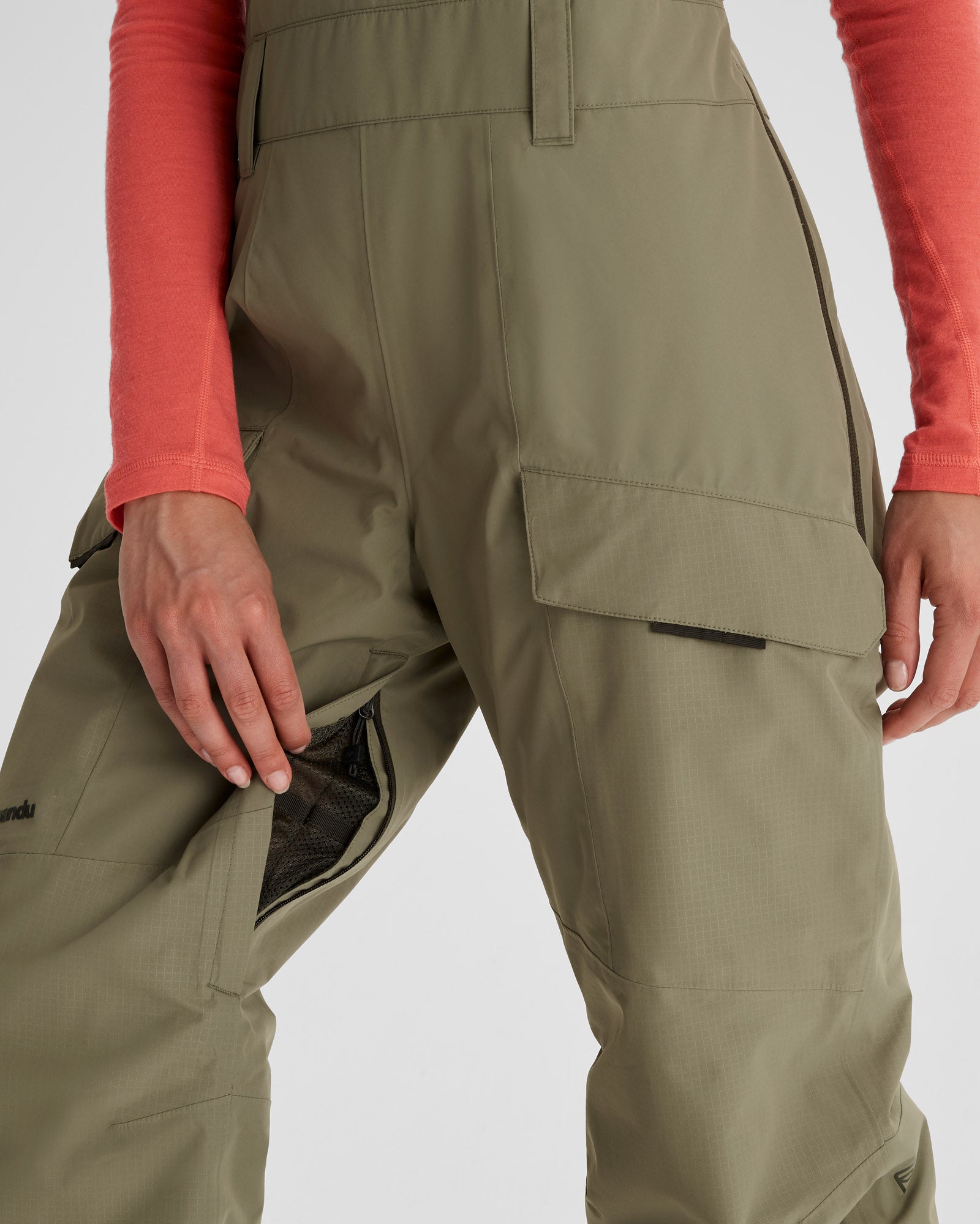 PWDR Days Women's 2-Layer Insulated Waterproof Bib Snow Pants for Skiing & Winter Outdoor Activities - Beech Color