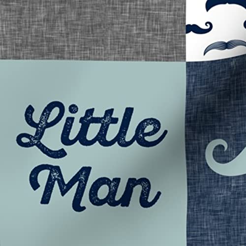 Little Man Mustache Quilt Fabric - Navy & Dusty Blue Cheater Print on Soft Minky - Fat Quarter for Baby Blankets, Quilt Backing & Sewing Projects | Perfect for Nursery Decor, DIY Gifts & Cozy Home Textiles