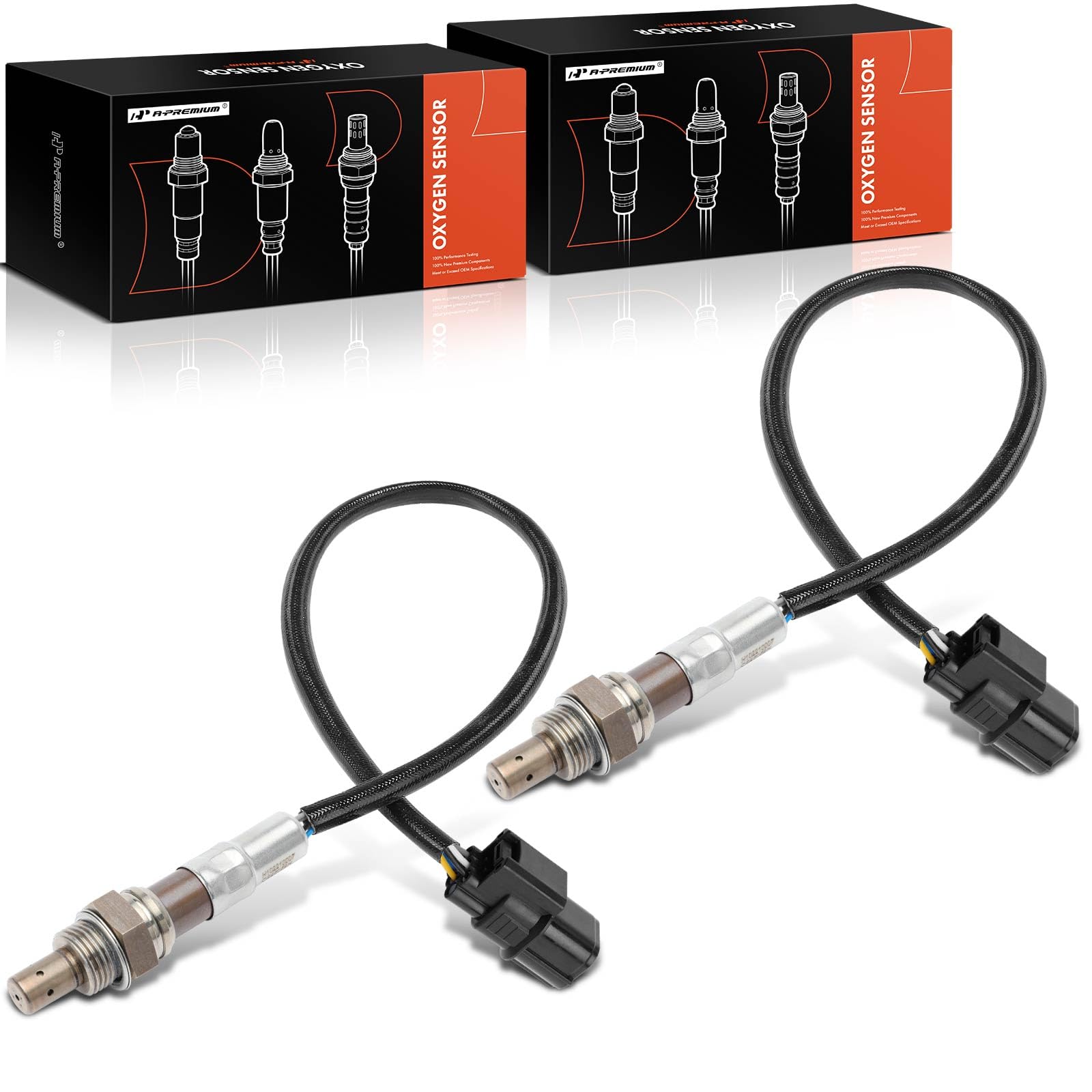 Premium 2-Piece O2 Oxygen Sensor Compatible with Honda & Acura - Accord, Crosstour, Odyssey, Pilot, Ridgeline, MDX, RDX, RL, RLX, TL, TLX, TSX, ZDX - Upstream & Downstream - Improve Engine Performance & Fuel Efficiency