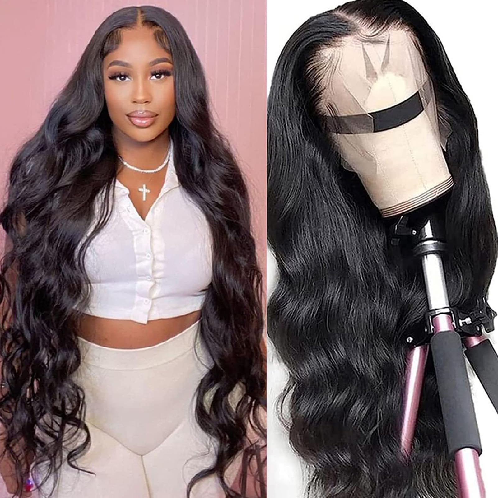 ROYAL IMPRESSION 200% Density 12A Human Hair Lace Front Wig - Glueless Pre-Plucked 13x4 HD Transparent Full Lace Frontal with Baby Hair - 26 Inch Body Wave Wigs for Women | Perfect for Daily Wear, Parties & Special Occasions