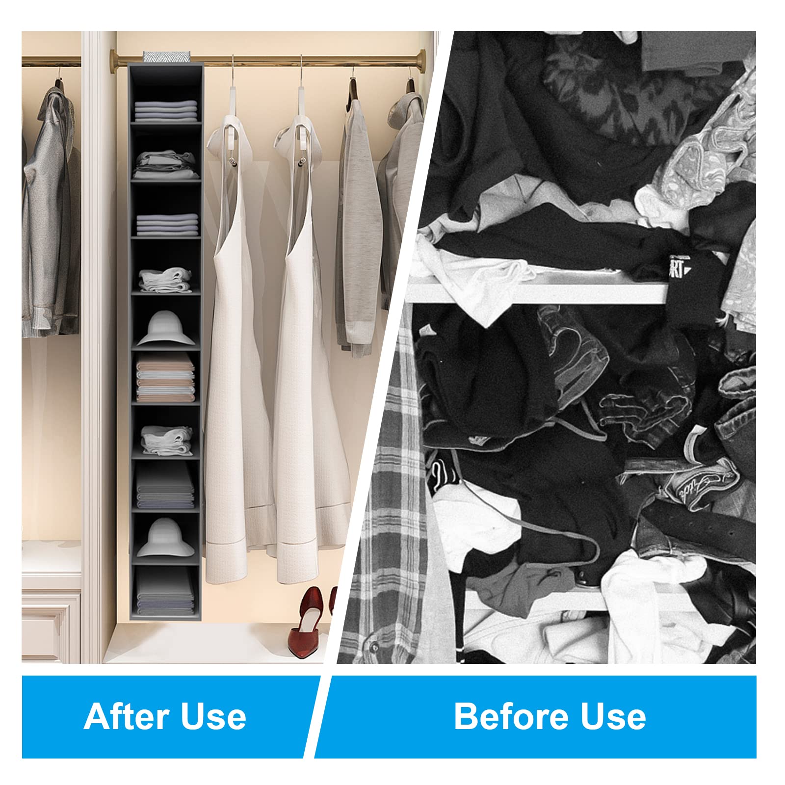 10-Shelf Hanging Shoe Organizer - Space Saving Closet Storage for Shoes, Boots & Accessories | Perfect for Bedroom, Dorm & Small Spaces Organization