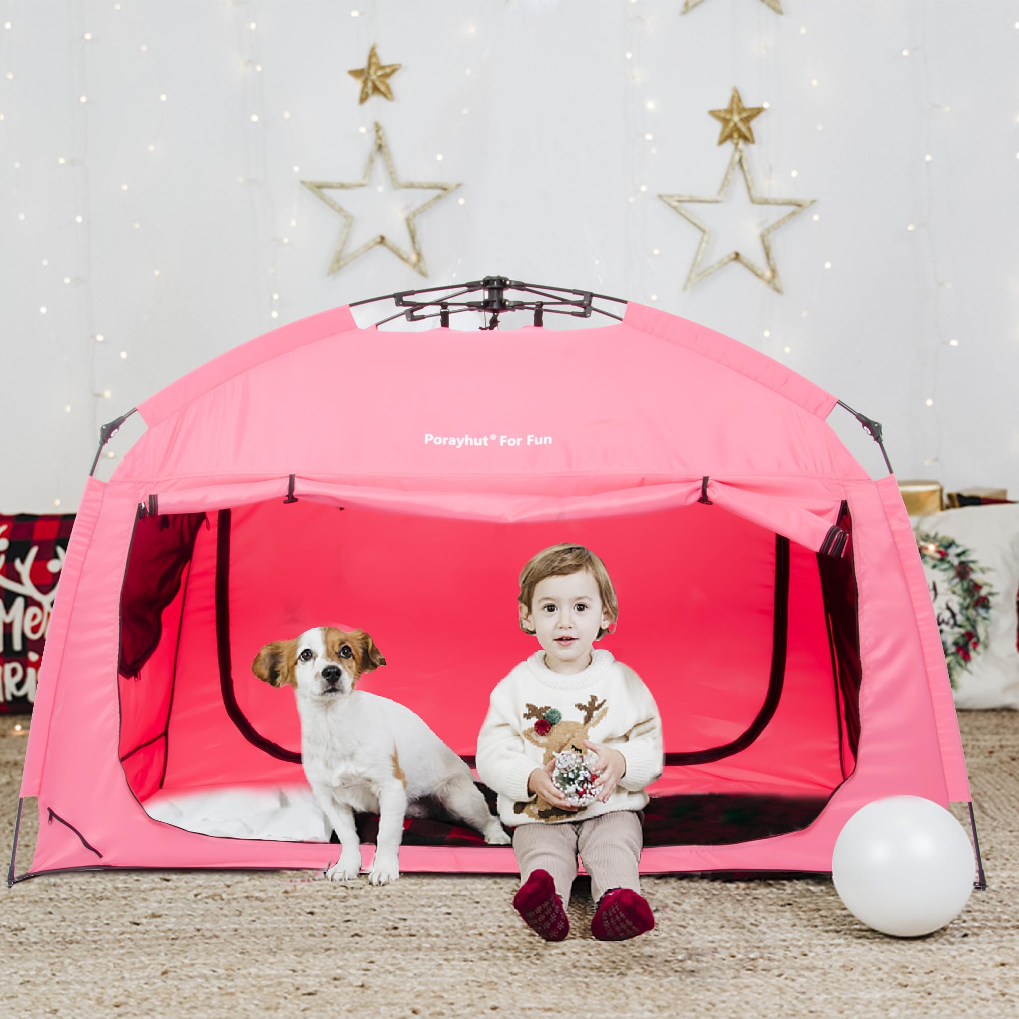 Instant Privacy Bed Tent for Sleeping - Quick Set Up Portable Bed Canopy with 3 Doors & Large Space (Pink, Full Size) - Perfect for Dorms, Apartments, Camping & Guest Rooms