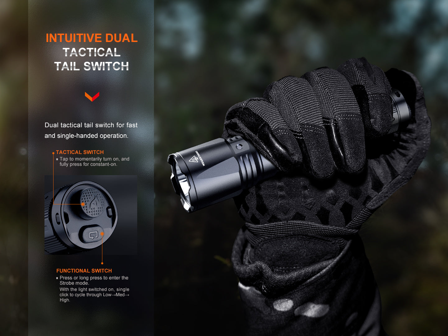 Fenix TK11R Compact Tactical Flashlight - 1000 Lumens LED Rechargeable Flashlight for Camping, Hiking & Emergency Use