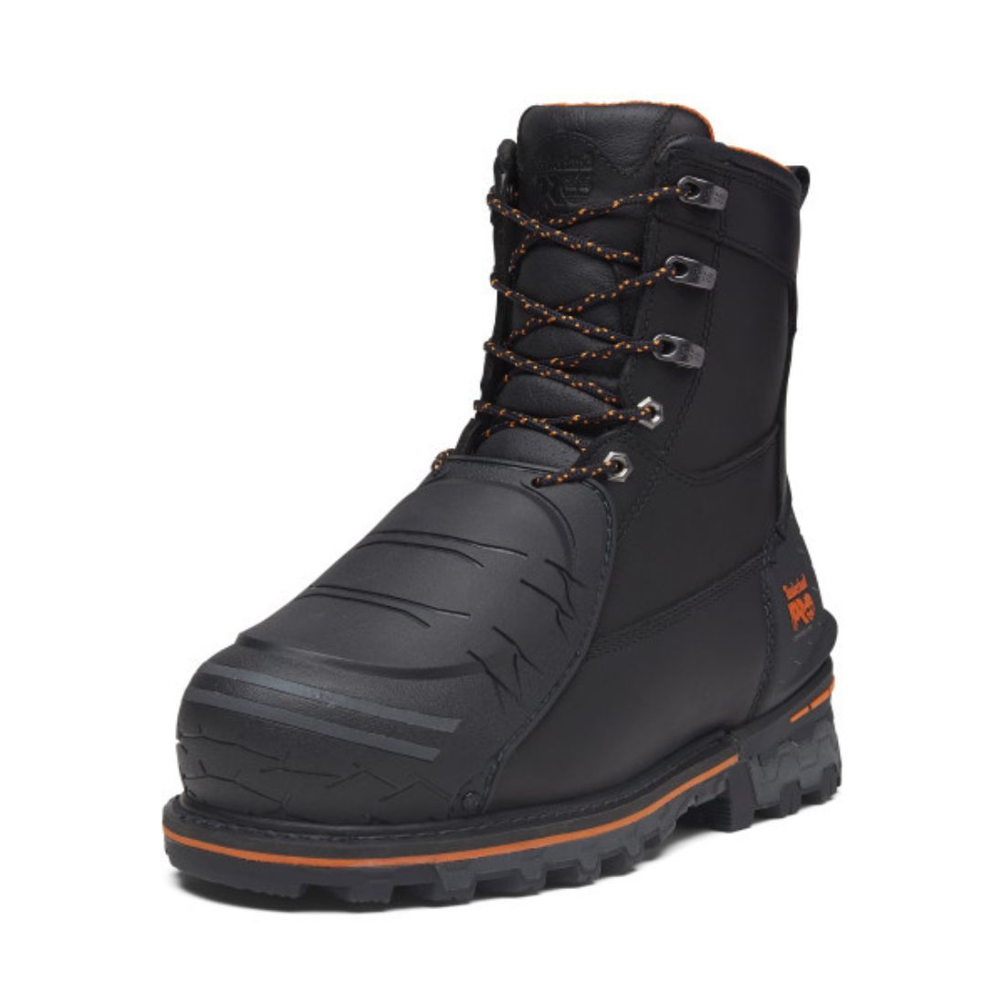 Timberland PRO Boondock Men's 8 Inch Waterproof Composite Toe Work Boots with MET Guard - TB0A66G7EDW Black | Slip Resistant Safety Shoes for Construction, Warehouse & Outdoor Work