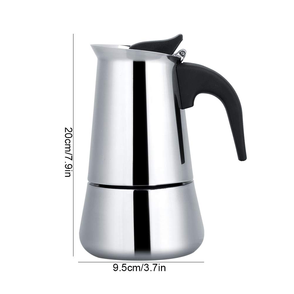 Stovetop Espresso Maker - 2/4/6/9 Cup Portable Stainless Steel Moka Pot | Italian Coffee Maker for Gas, Electric & Induction Stoves (300ml) | Perfect for Home, Office & Camping Coffee Brewing