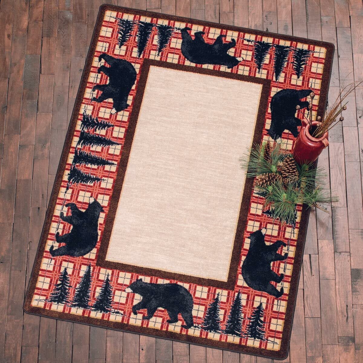 Premium Faux Sheepskin Bear Rug - Rustic Wildlife Throw for Cabin, Bedroom & Living Room - Soft Brown/Red Fur Area Rug - Perfect for Cozy Home Decor & Acadia Park Themed Spaces