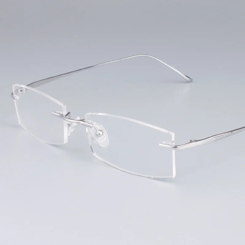 Brightzone Women's Rimless Rectangle Titanium Eyeglasses - Lightweight & Durable Frame for Work, Reading & Everyday Use - Style 713017