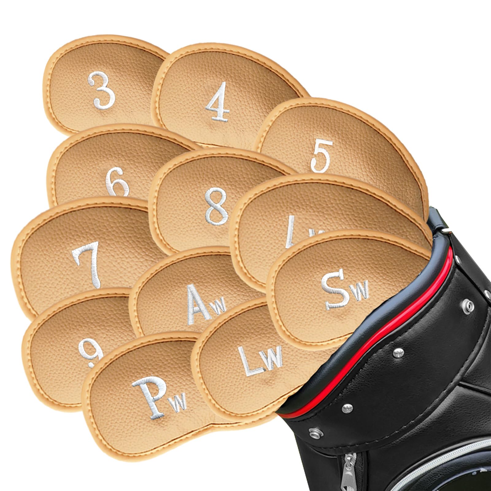 Premium 12-Piece Synthetic Leather Golf Iron Head Covers Set - Universal Fit for Most Iron Clubs | Durable Club Protection | Ideal Gift for Golfers | Perfect for Course Play & Club Storage