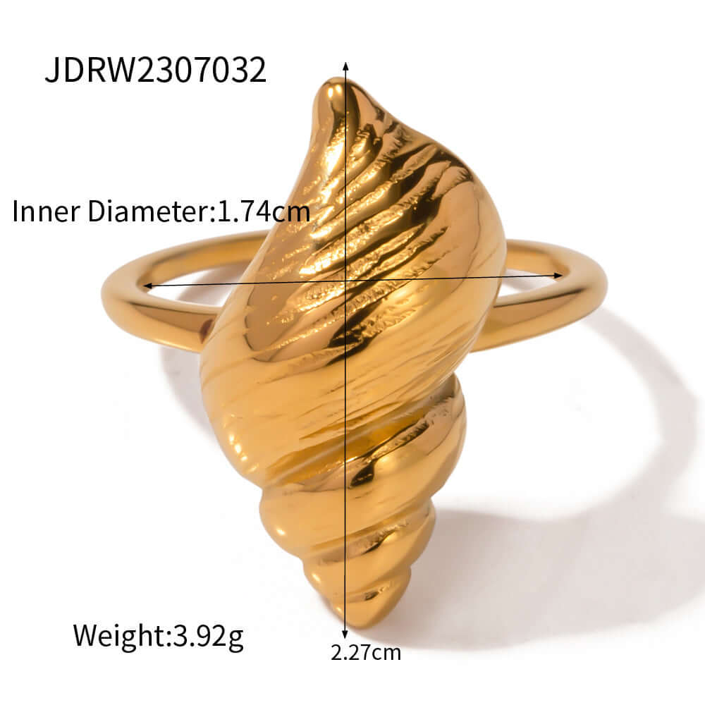 18K Gold Conch Shell Whisper Open Thumb Ring - Elegant Adjustable Statement Jewelry for Women | Perfect for Boho Fashion, Beach Weddings & Everyday Wear (JDR732)
