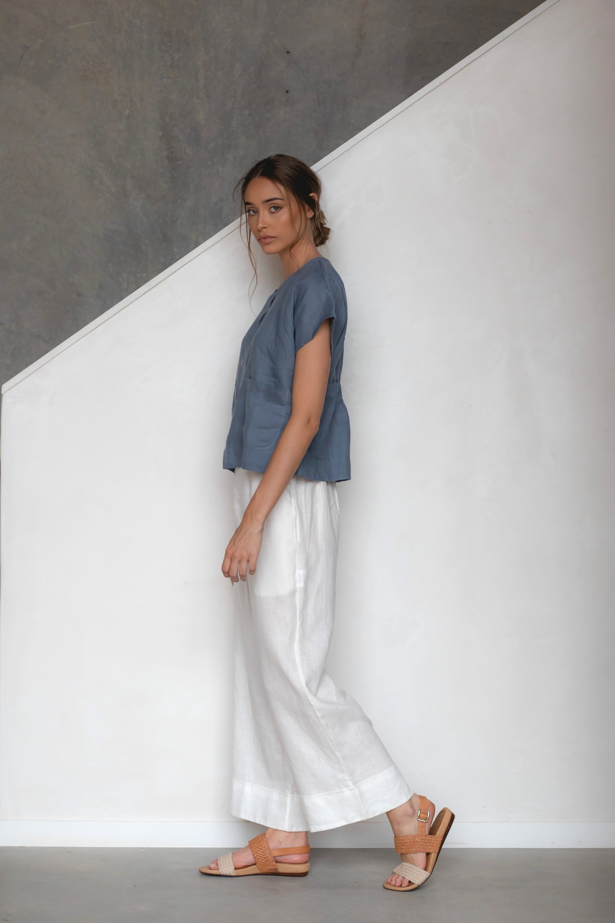 Paris Linen Pants for Women - Soft & Breathable Summer Wide Leg Trousers in Warm White | Perfect for Beach, Vacation & Casual Outfits