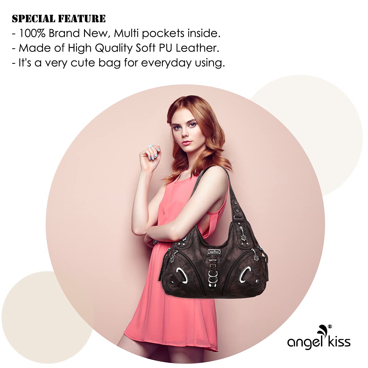 Angelkiss Women's Hobo Purses & Handbags - Large Satchel Shoulder Bag for Daily Use - Perfect for Work, Travel, and Shopping