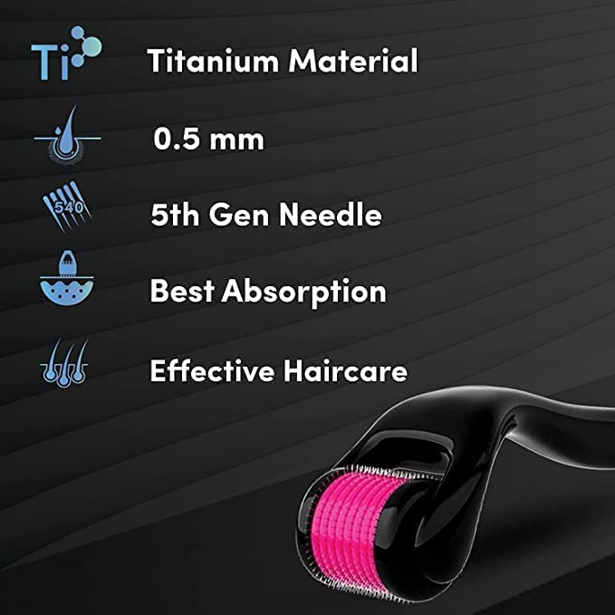 PARVY® Hair Growth Derma Roller with 540 Titanium Needles (0.5mm) - Repairs Damaged Hair, Reduces Hair Fall & Stimulates Follicles for Thicker Hair | Easy to Use at Home for Men & Women | Perfect for Hair Regrowth Treatment & Scalp Care