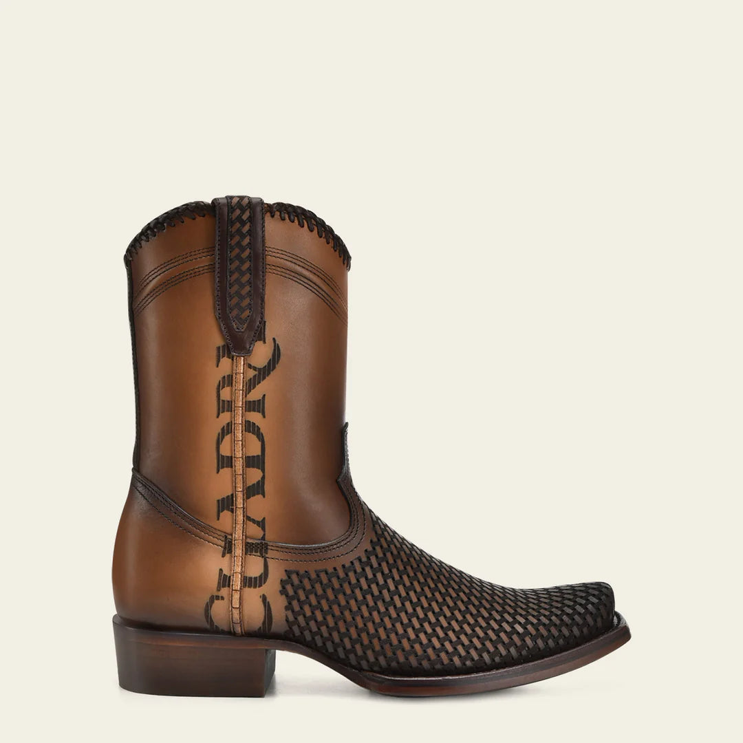1J2YRS Men's Cuadra Honey Casual Cowboy Cowhide Ankle Boots - Western Style Comfort for Everyday Wear & Outdoor Adventures
