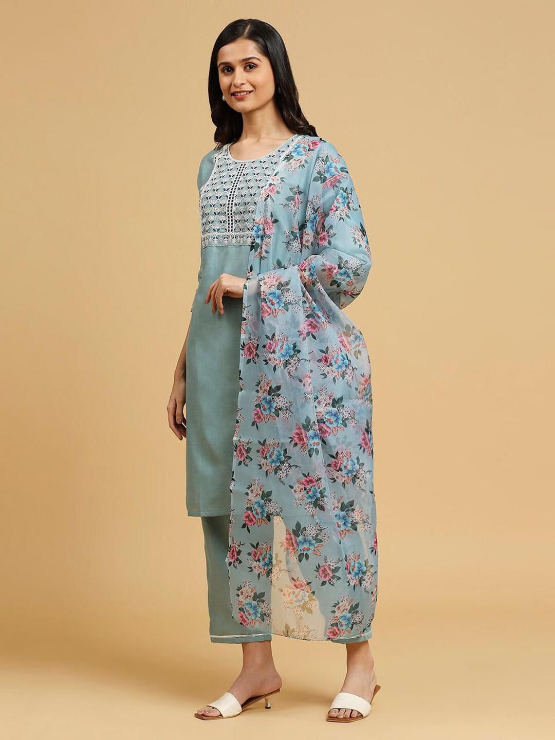 Trendy Aqua Blue Designer Pant Suit with Elegant Embroidery - Perfect for Weddings, Parties & Special Occasions