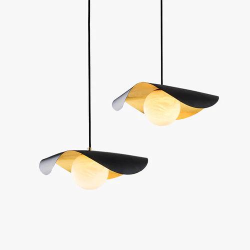 Modern Wavy Black Lampshade - Elegant Pendant Light Fixture for Living Room, Dining Room & Bedroom | Dimmable Hanging Light for Home Decor
