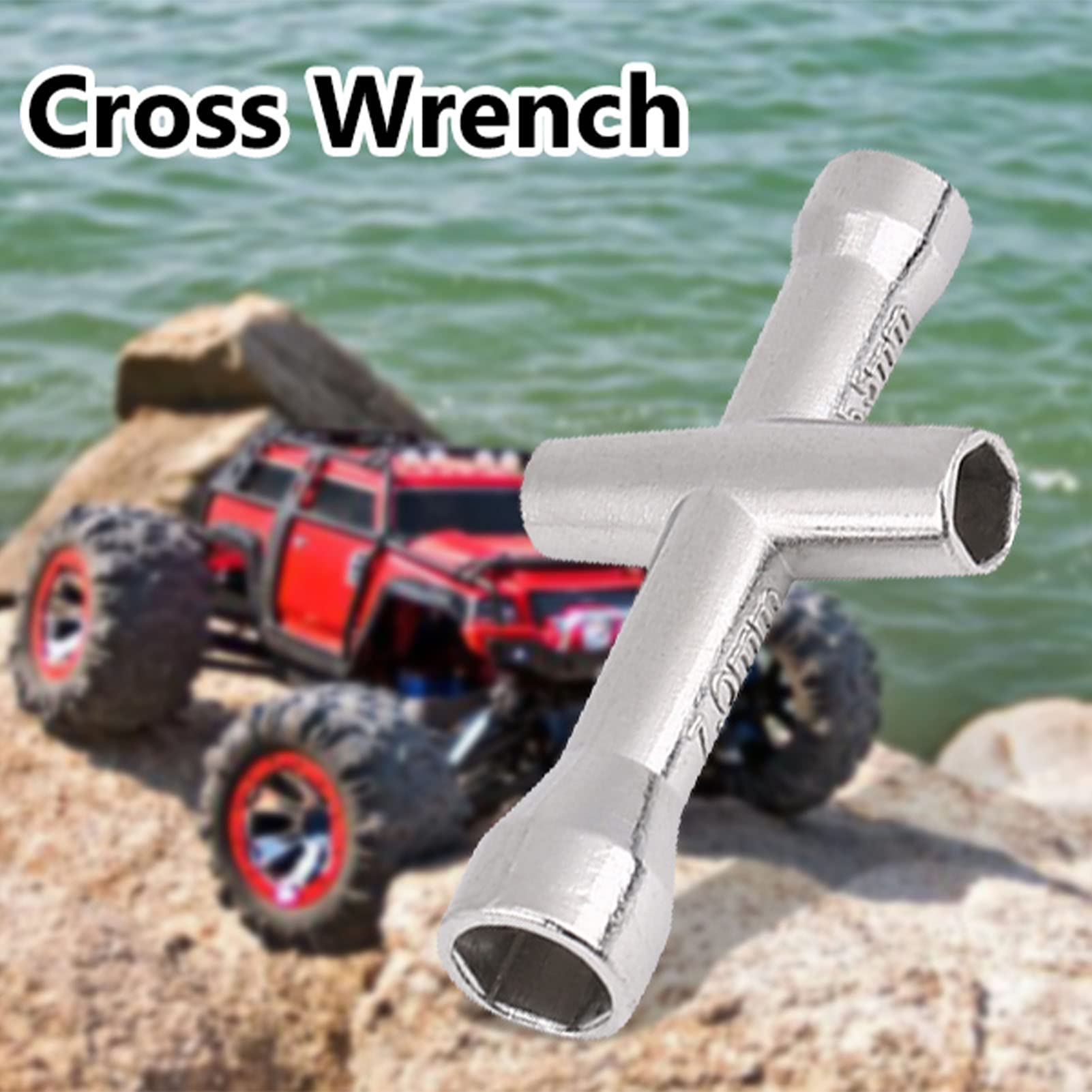 Premium 4/5/5.5/7mm Cross Wrench Set for RC Model Cars & Crawlers - Durable Repair Tool Kit with Sleeve - Compatible with 1/10 Scale Remote Control Vehicles - Perfect for Off-Road Racing & DIY Maintenance