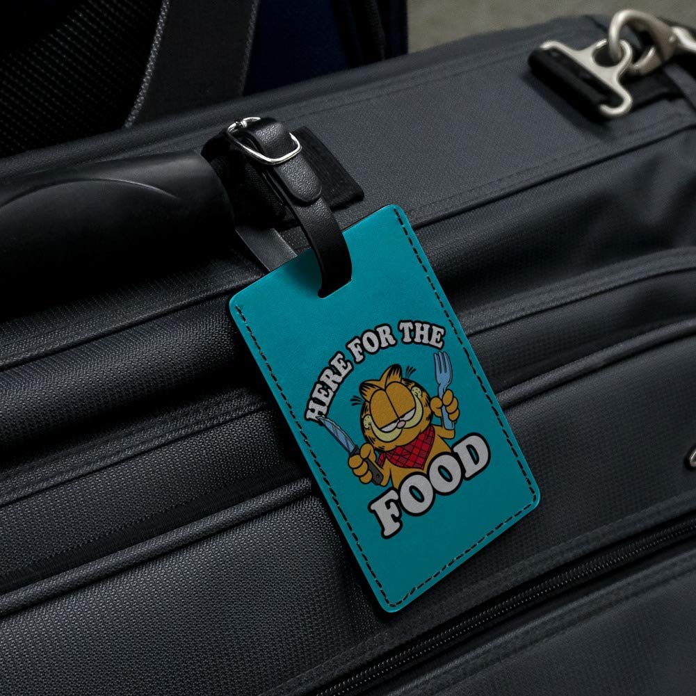 Garfield Themed Rectangle Leather Luggage Tag - Funny Cartoon ID Tag for Carry-On Bags & Suitcases | Perfect for Travel, Business Trips & Vacation Identification