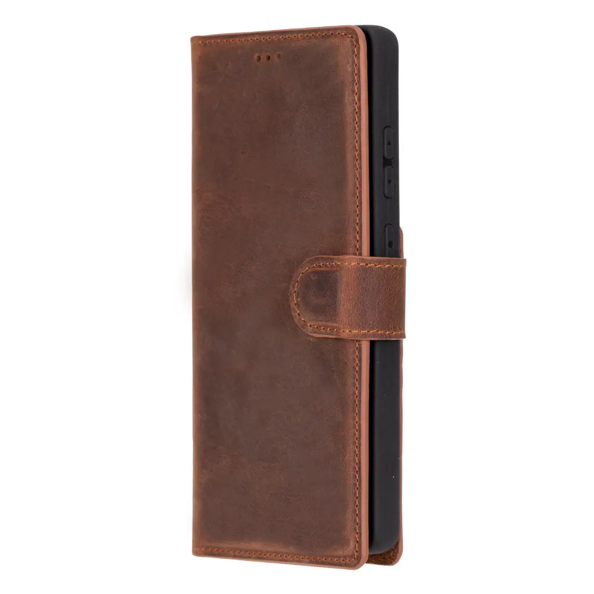 Distressed Brown Magnetic Leather Wallet Case for Samsung Galaxy S25 Ultra - Slim Protective Cover with Card Holder & Strong Magnet for Everyday Use, Travel & Business