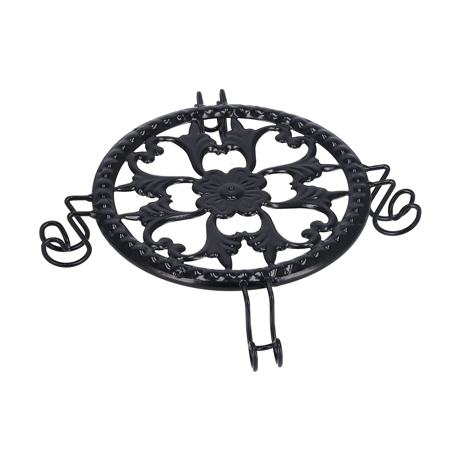Sturdy Wrought Iron Plant Pot Holder Stand - Lightweight Black Flower Pot Riser for Indoor & Outdoor Use - Perfect for Living Room, Office Desk, Balcony Decor & Garden Display