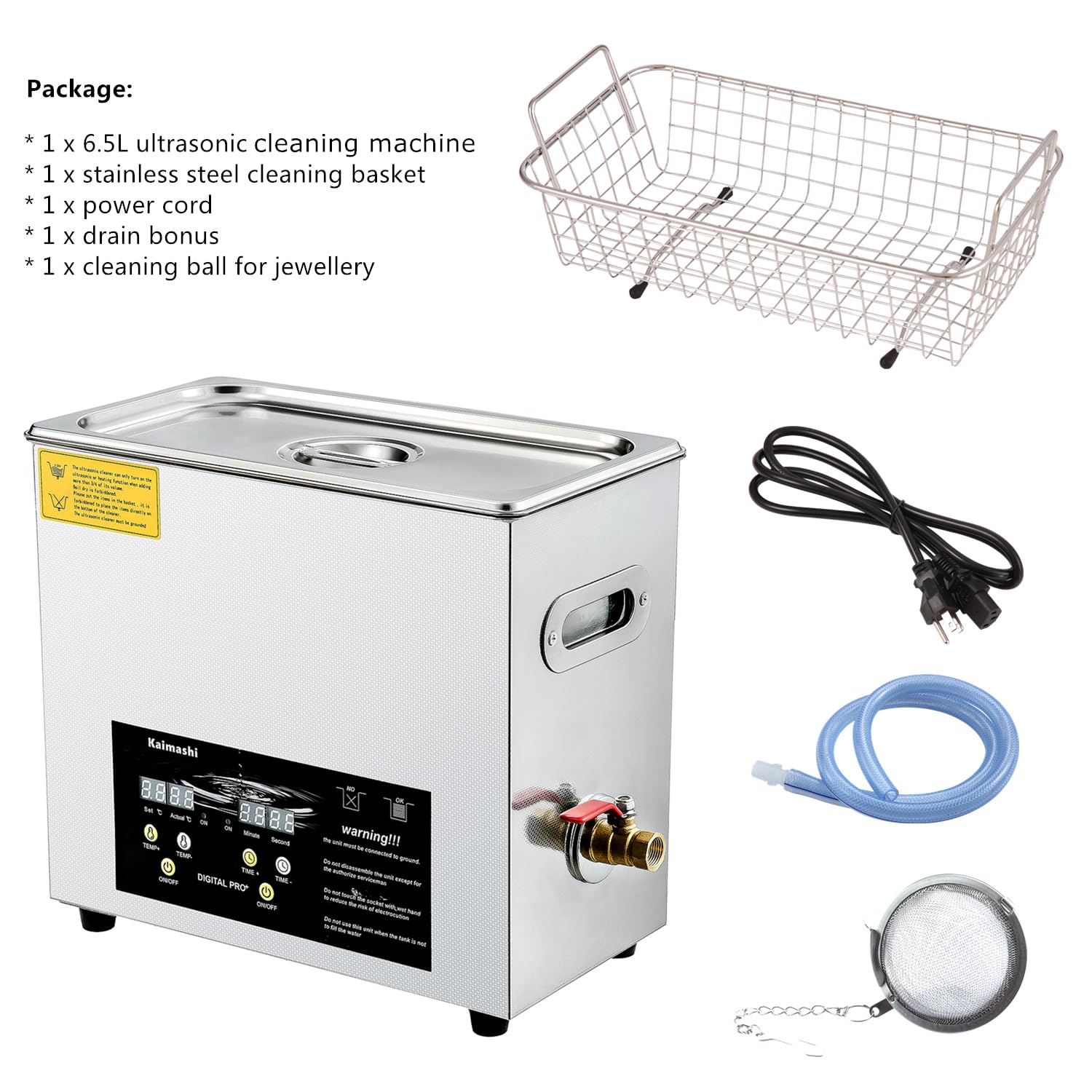6.5L Ultrasonic Cleaner with Digital Timer & Heater - Stainless Steel Cleaning Machine for Carburetor Parts, Jewelry, Glasses & Dental Tools | Professional Home & Workshop Use