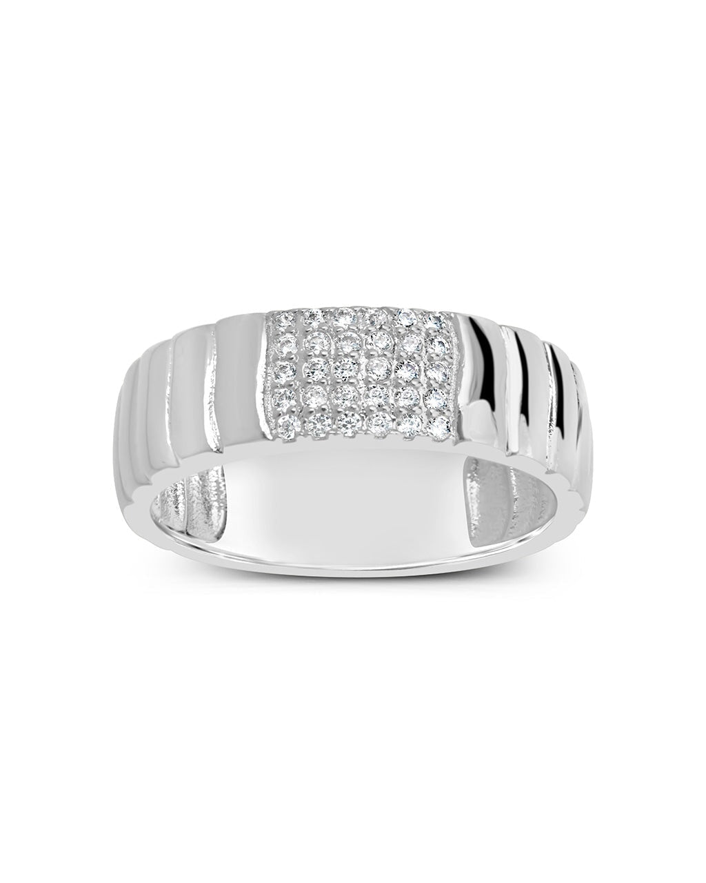 Riley CZ Textured Band Ring for Women - Elegant Cubic Zirconia Stackable Ring for Everyday Wear, Gift Giving & Special Occasions