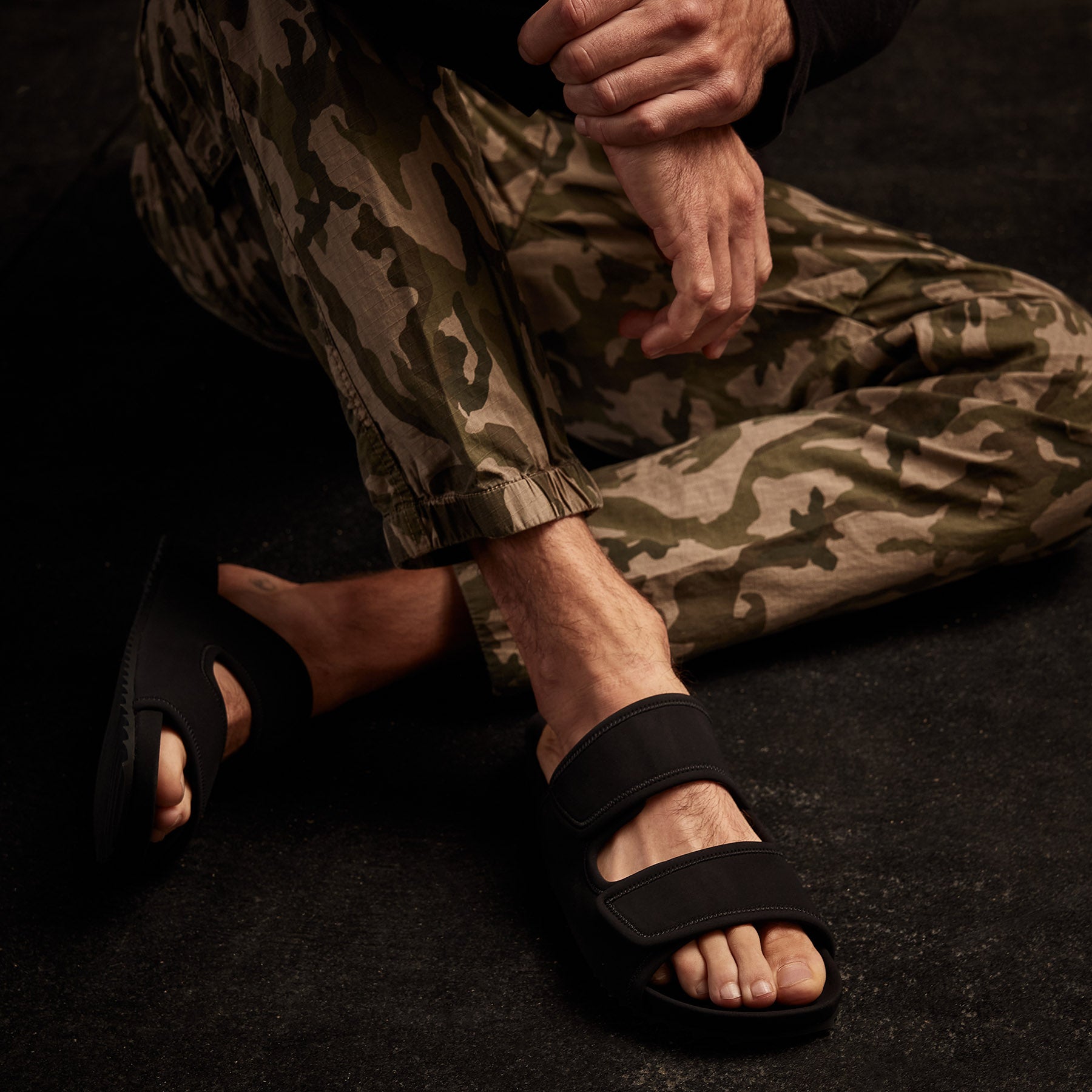 Non-Slip Binding Velcro Slides for Men & Women - Comfortable Black Adjustable Straps - Perfect for Home, Gym, and Casual Wear