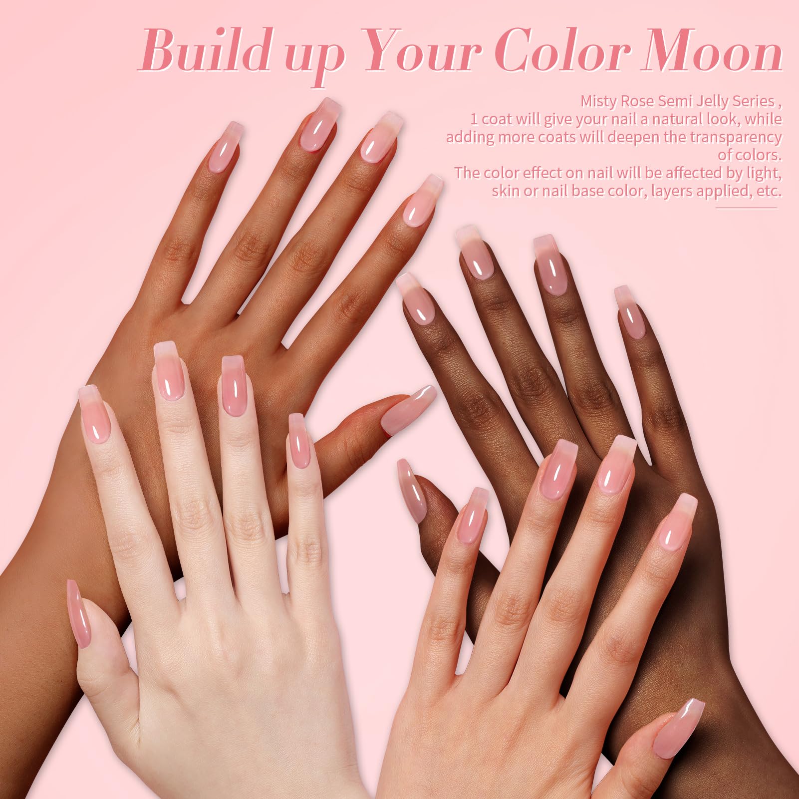 Born Pretty Jelly Pink Gel Nail Polish Set - 6PCS Milky Natural Nude Sheer Translucent Gel Polish Kit for DIY Nail Art & Home Manicure | Perfect for Everyday Wear, Bridal Nails & Salon-Quality Results at Home