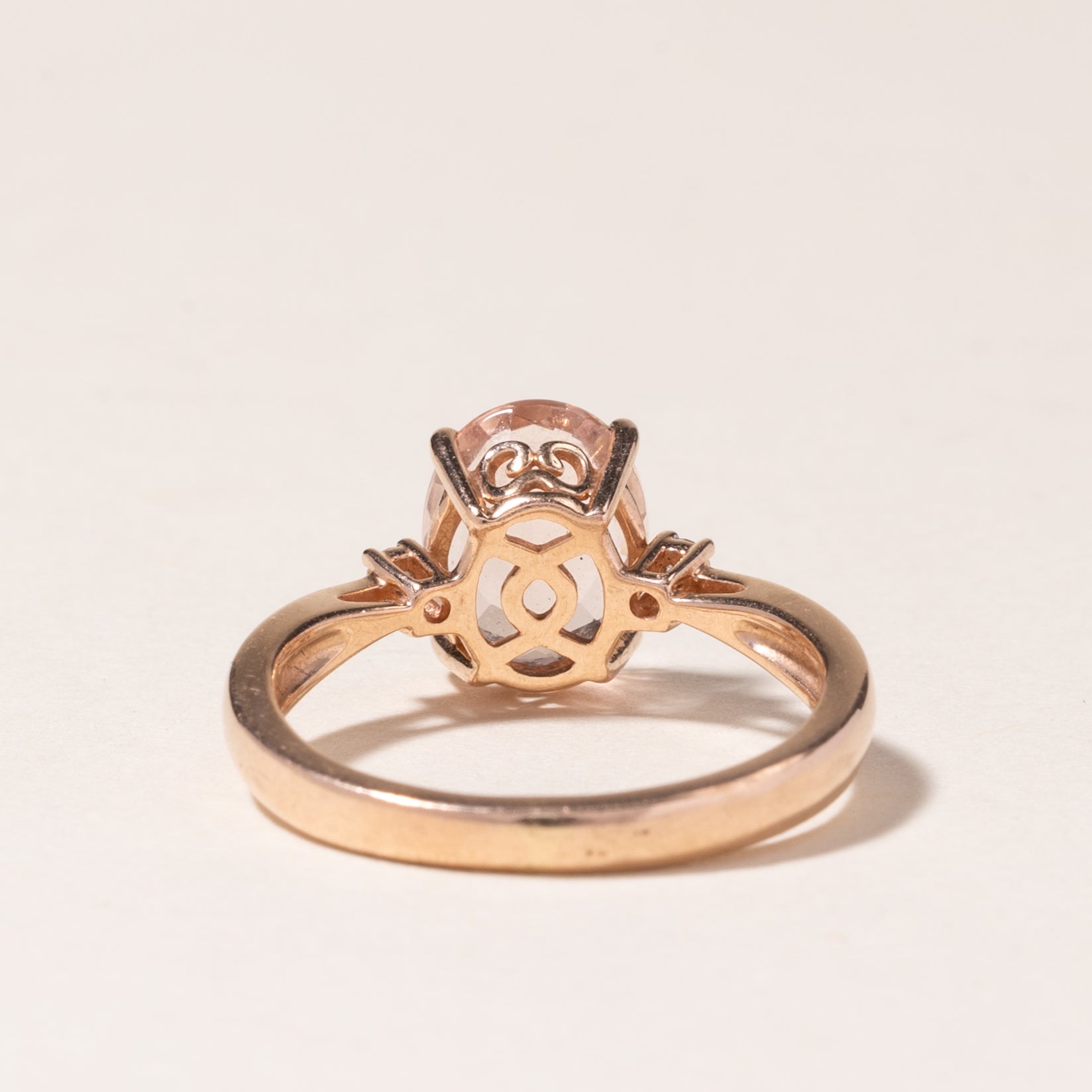 14K Rose Gold Morganite & Diamond Ring - 1.50ct Morganite & 0.04ct Diamond | Size 4.75 | Elegant Engagement, Wedding, Anniversary Gift for Her
