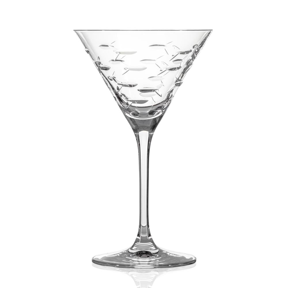 School of Fish 10oz Martini Cocktail Glass Set of 2 - Elegant Barware for Home Entertaining & Party Decor
