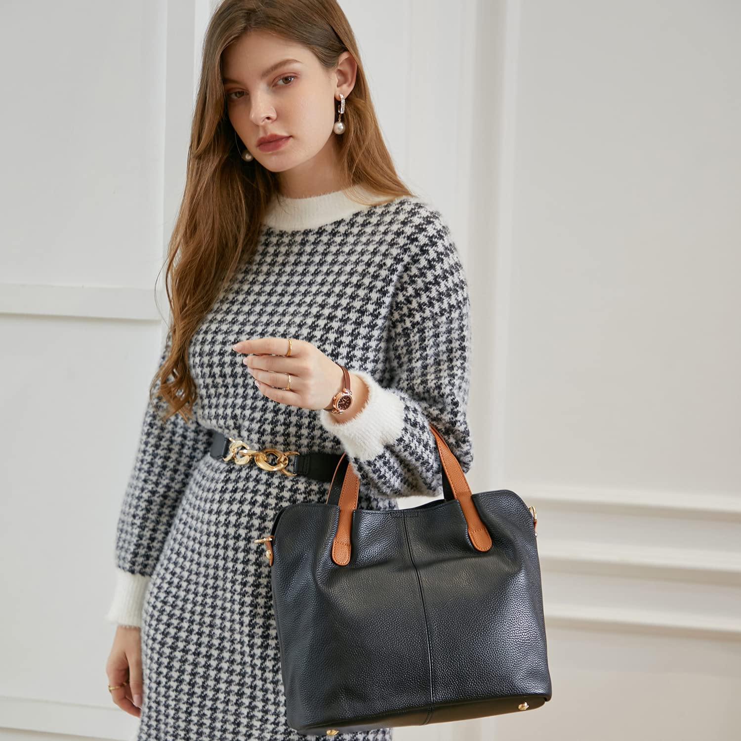 HESHE Genuine Leather Handbags for Women - Stylish Tote, Crossbody, Hobo & Shoulder Bags - Designer Purses with Top Handle - Perfect for Work, Travel & Everyday Use
