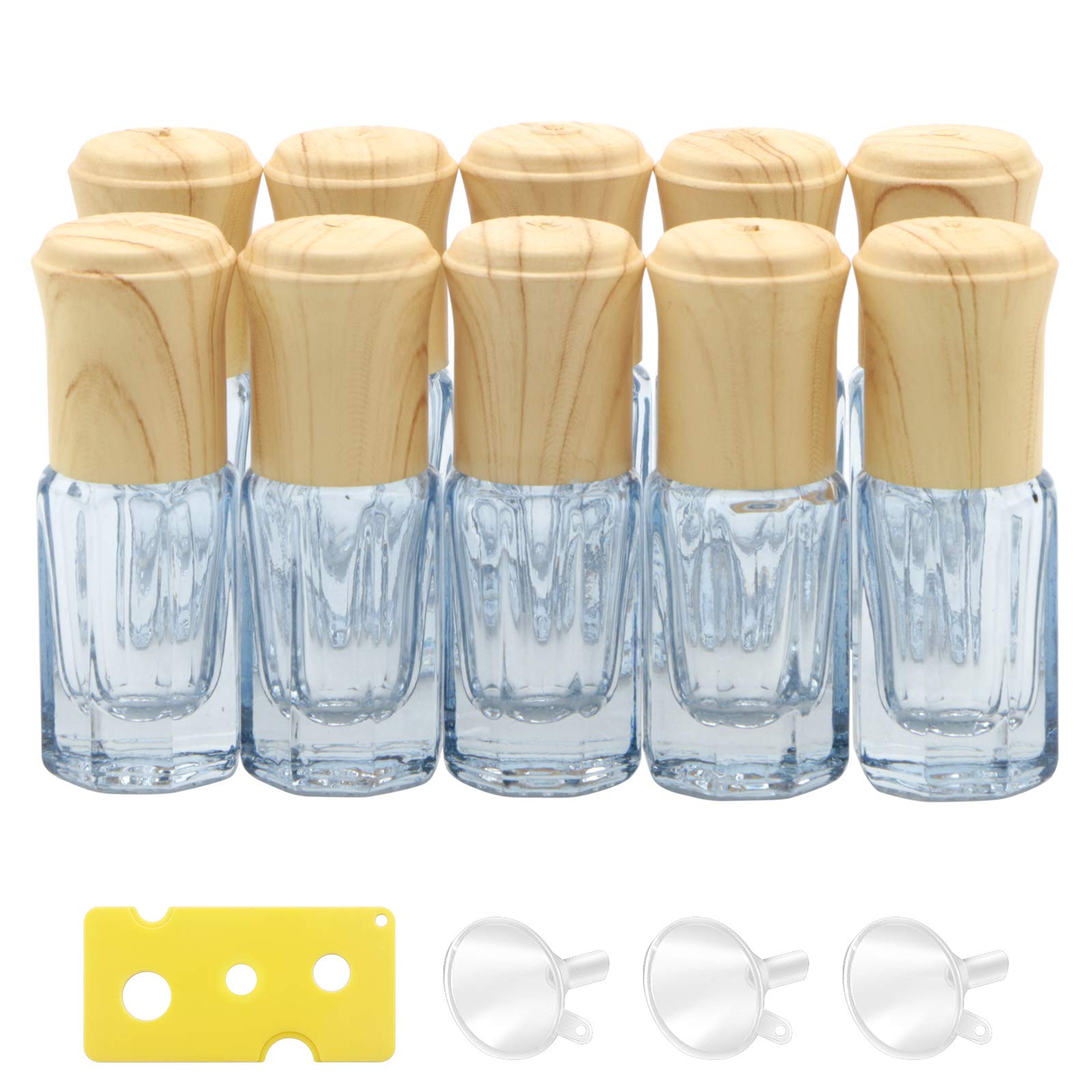 Newzoll 10Pcs 3ml Dark Blue Glass Essential Oil Roller Bottles - Refillable Roll-On Vials for Aromatherapy, Perfume & Cosmetics with Funnel & Opener - Perfect for DIY Blends, Travel & Gift Sets