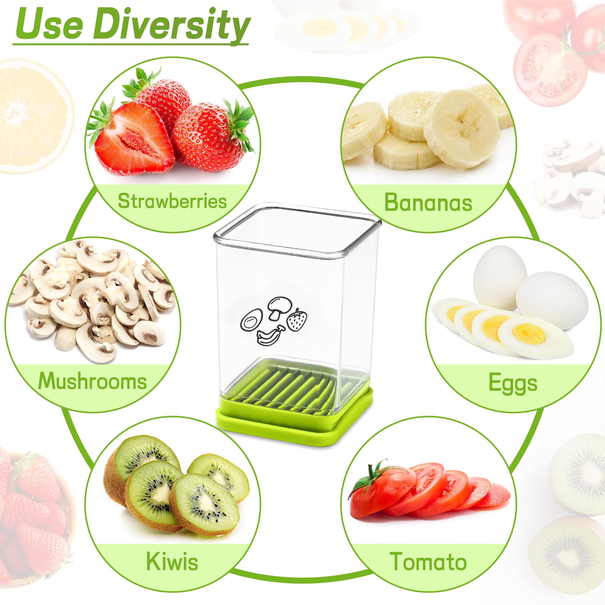 Creative Fruit Slicer - Green Cup-Shaped Kitchen Tool for Quick Fruit & Vegetable Salad Prep (5 Inches) - Perfect for Parties, Healthy Snacks & Meal Prep