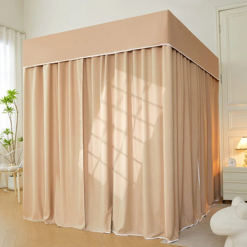 Blackout Canopy Bed Curtain with Detachable Top - Light Blocking Bedroom Decor for Better Sleep, Privacy & Room Darkening (Perfect for Nursery, Dorm, Master Bedroom)