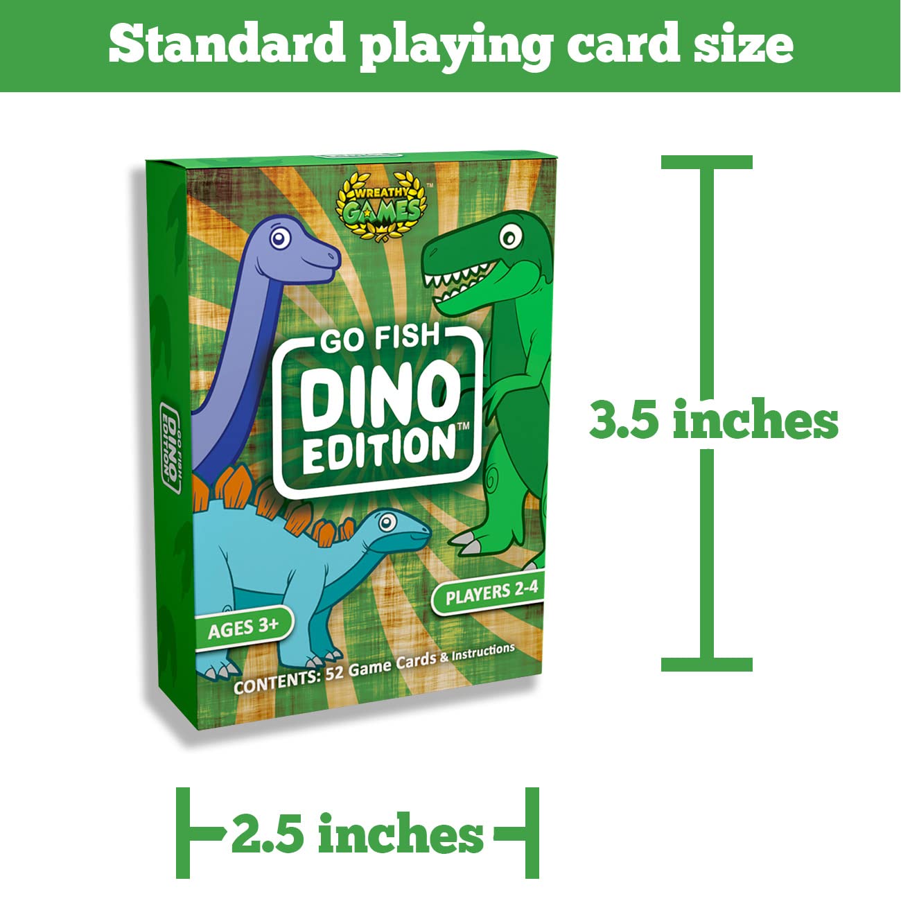 Wreathy Games® - Go Fish Dino Edition® Card Game Deck for Kids Ages 3+ - Fun Educational Dinosaur Themed Matching Game for Family Game Night & Travel Entertainment
